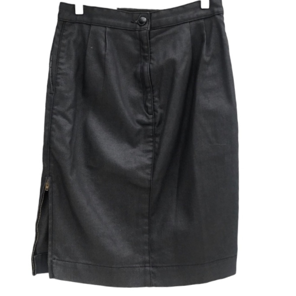 Habitual Dark Gray Waxed Denim Pleated Pencil Skirt Size 27